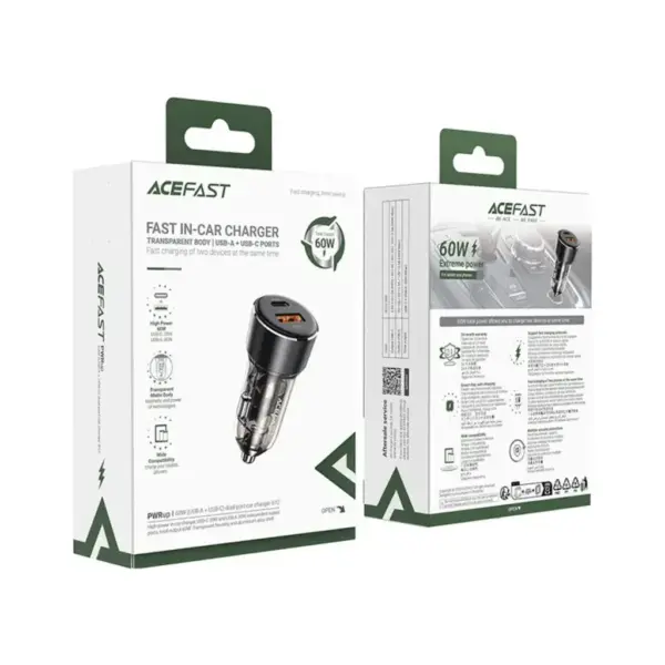 Зарядний пристрій Acefast 2xUSB 60W (USB-C + USB-A) B12 (6974316282914)