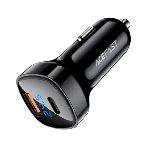 Зарядний пристрій Acefast 2xUSB 66W (USB-C + USB-A) B4 with digital display (6974316280392)