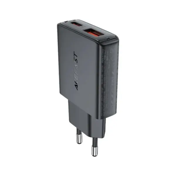 Зарядний пристрій Acefast 2xUSB 30W (USB-C+USB-A) Gan A69 ultra-thin Fast Charger Black (6974316282709)