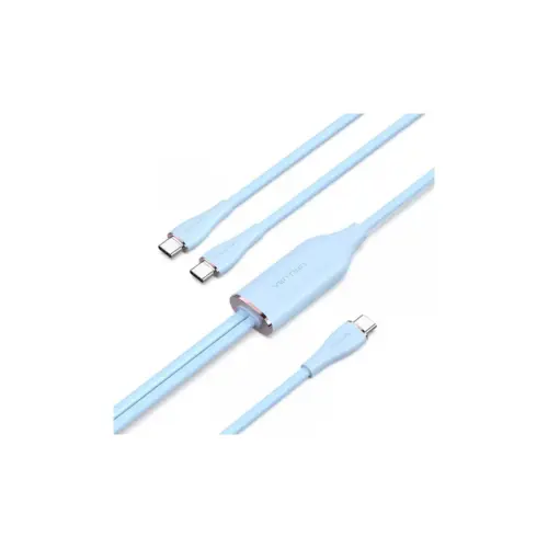 Дата кабель USB-C to 2xUSB-C 1.5m 5.0A Silicone Type Blue Vention (CTMSG)