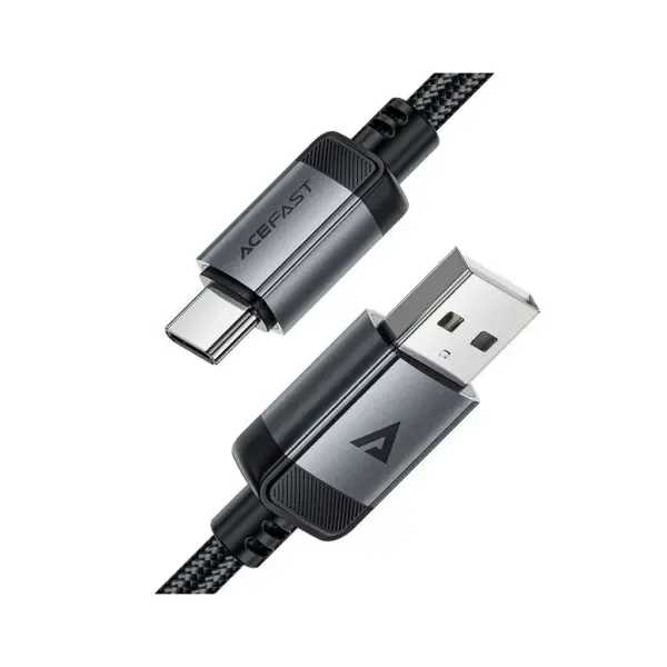 Дата кабель USB 2.0 AM to USB-C 1.2m 3.0A 18W aluminum alloy Black Acefast (6974316283782)