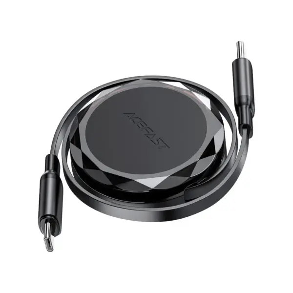 Дата кабель USB-C to USB-C 0.8m 60W dual retraction C13-03 Black Acefast (6974316280132)