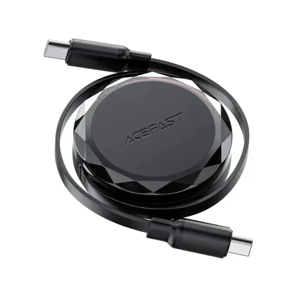 Дата кабель USB-C to USB-C 0.8m 60W dual retraction C13-03 Black Acefast (6974316280132)