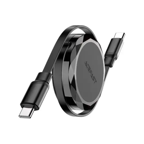 Дата кабель USB-C to USB-C 0.8m 60W dual retraction C13-03 Black Acefast (6974316280132)