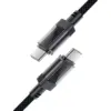 Дата кабель USB-C to USB-C 1.2m 60W stainless steel C12-03 Black Acefast (6974316283317)