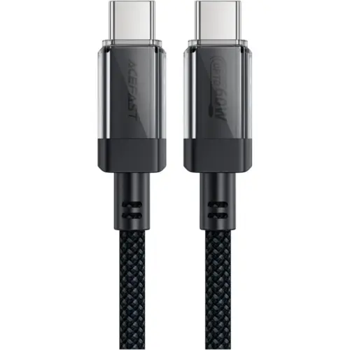 Дата кабель USB-C to USB-C 1.2m 60W stainless steel C12-03 Black Acefast (6974316283317) Дата кабель USB-C to USB-C 1.2m 60W stainless steel C12-03 Black Acefast (6974316283317)