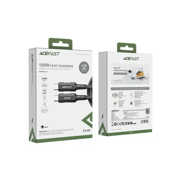 Дата кабель USB-C to USB-C 2.0m 100W C4-03 Acefast (6974316280996)