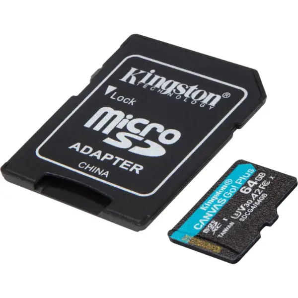 Карта пам'яті Kingston 64GB microSDXC сlass 10 UHS-I U3 V30 A2 Canvas Go Plus G4 (SDCG4/64GB)