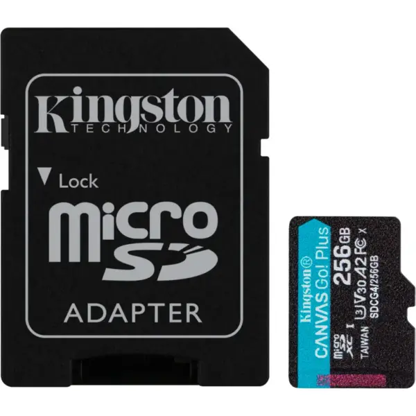 Карта пам'яті Kingston 256GB microSDXC сlass 10 UHS-I U3 V30 A2 Canvas Go Plus G4 (SDCG4/256GB)