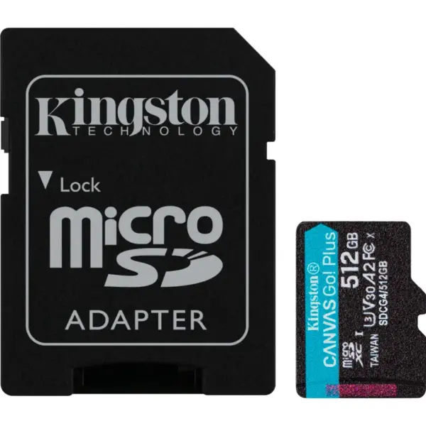 Карта пам'яті Kingston 512GB microSDXC сlass 10 UHS-I U3 V30 A2 Canvas Go Plus G4 (SDCG4/512GB)