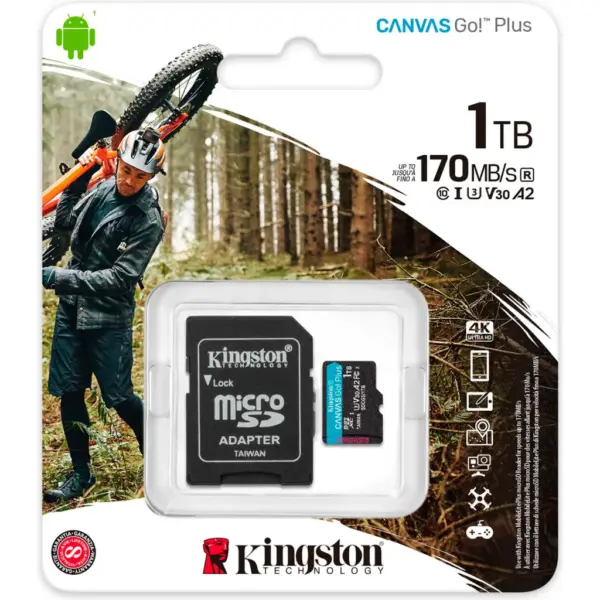 Карта пам'яті Kingston 1TB microSDXC сlass 10 UHS-I U3 V30 A2 Canvas Go Plus G4 (SDCG4/1TB) Карта пам'яті Kingston 1TB microSDXC сlass 10 UHS-I U3 V30 A2 Canvas Go Plus G4 (SDCG4/1TB)