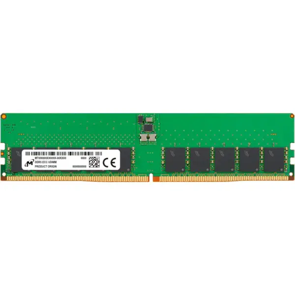 Модуль пам'яті для сервера Micron 32GB DDR5 ECC UDIMM 2Rx8 5600 CL46 (16Gbit) (Single Pack) (MTC20C2085S1EC56BR) Модуль пам'яті для сервера Micron 32GB DDR5 ECC UDIMM 2Rx8 5600 CL46 (16Gbit) (Single Pack) (MTC20C2085S1EC56BR)