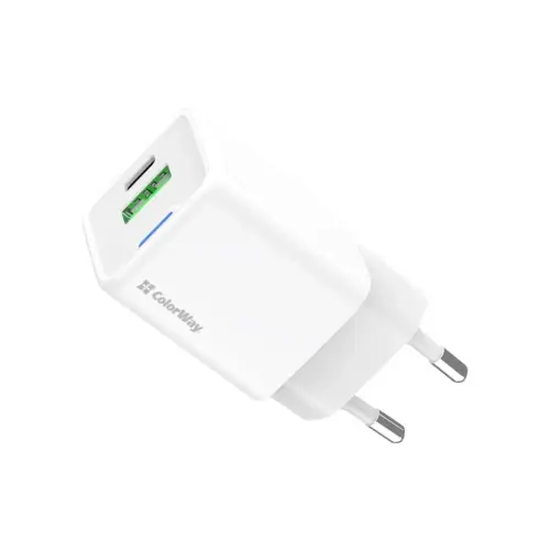Зарядний пристрій ColorWay GaN Mini 30W PD Port PPS USB (Type-C PD + USB QC4.0) white (CW-CHS053PD-WT)