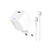 Зарядний пристрій ColorWay GaN Mini 30W PD Port PPS USB-C white + cable Type-C (CW-CHS054PDC-WT)