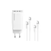 Зарядний пристрій ColorWay GaN Mini 65W PD Port PPS USB (USB-2C1A) cable Type-C&Lightning (CW-CHS058PDCL-WT)