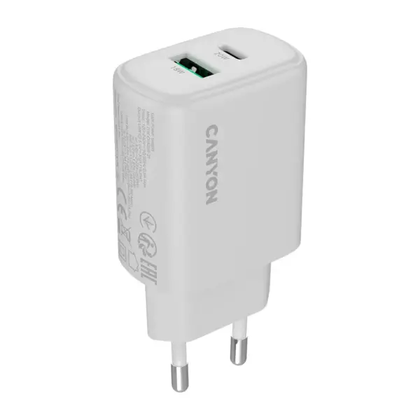 Зарядний пристрій Canyon OnCharge 200 20W 1xPD 1xQC EU White (CNE-CHA200-21) Зарядний пристрій Canyon OnCharge 200 20W 1xPD 1xQC EU White (CNE-CHA200-21)