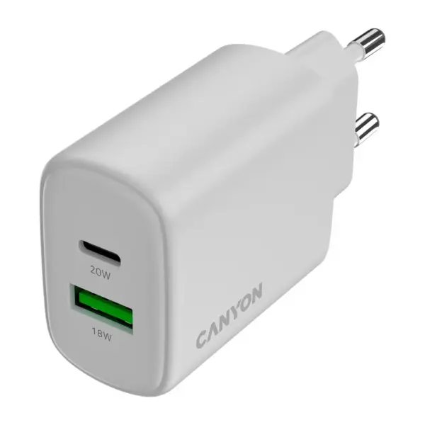 Зарядний пристрій Canyon OnCharge 200 20W 1xPD 1xQC EU White (CNE-CHA200-21) Зарядний пристрій Canyon OnCharge 200 20W 1xPD 1xQC EU White (CNE-CHA200-21)