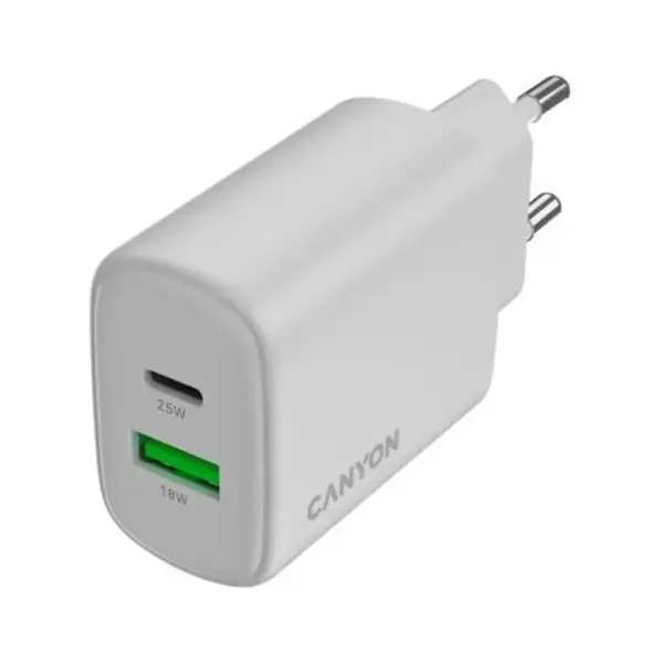 Зарядний пристрій Canyon OnCharge 250 25W 1xPD 1xQC EU White (CNE-CHA250-21)