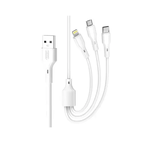 Дата кабель USB 2.0 AM to Lightning + Micro 5P + USB-C 1.0m 2.4A XO (CB-23U3)