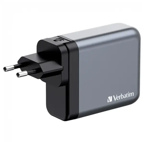 Зарядний пристрій Verbatim GaN 140 W 4 ports (2xUSB-C-140 W,USB-C 20 W /USB-A -3.0) (32203)