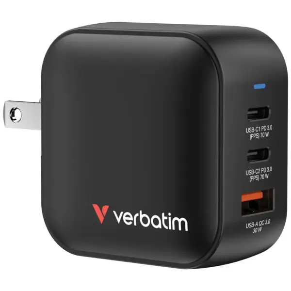 Зарядний пристрій Verbatim MiniGaN 70 W 3 ports (2xUSB-C/1xUSB-A) (32229)