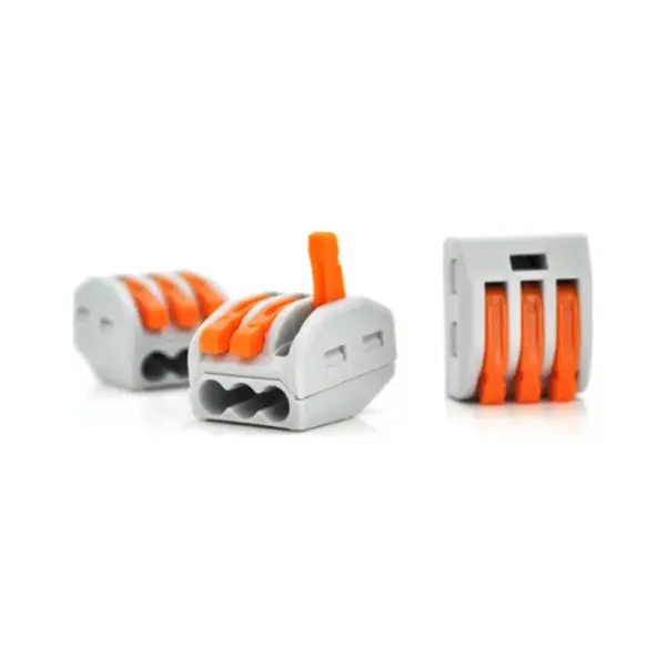 З'єднувач кабелю 3-pin аналог WAGO K222-413, 15штпак Voltronic (K222-413/15 / 41475)