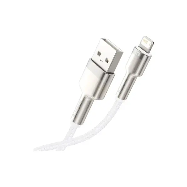 Дата кабель USB 2.0 AM to Lightning 1.0m Cafule Series Metal 2.4A White Baseus (CALJK-A02)