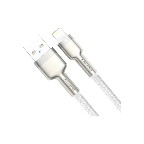 Дата кабель USB 2.0 AM to Lightning 2.0m Cafule Series Metal 2.4A White Baseus (CALJK-B02)