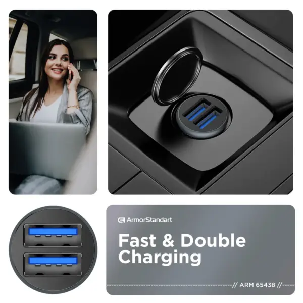 Зарядний пристрій Armorstandart 2xUSB QC3.0 Grey + cable Lightning (ARM82458)