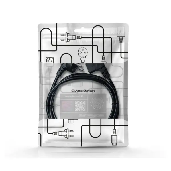 Кабель живлення C13 1.8m 90° corner black Armorstandart (ARM73124)