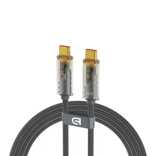 Дата кабель USB-C to USB-C 1.0m transparent 100W grey Armorstandart (ARM75871)