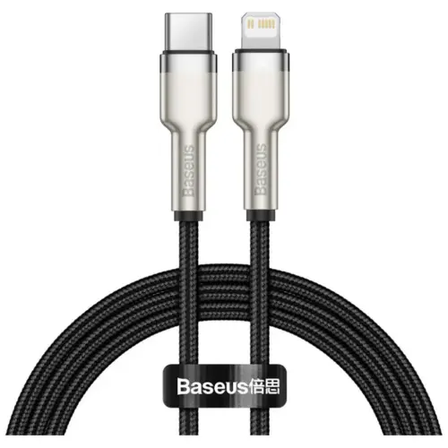 Дата кабель USB-C to Lightning 1.0m Cafule Metal PD 20W black Baseus (CATLJK-A01)