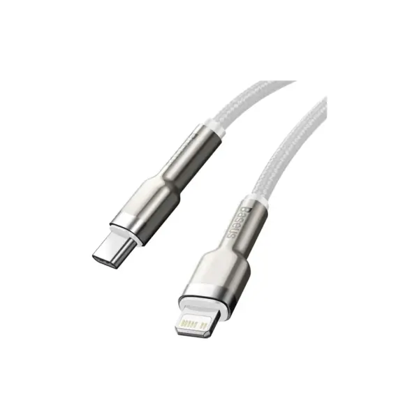 Дата кабель USB-C to Lightning 1.0m Cafule Metal PD 20W white Baseus (CATLJK-A02)