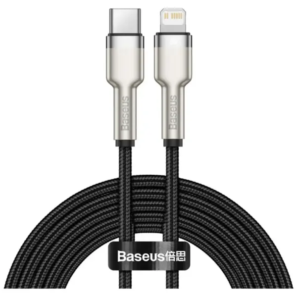 Дата кабель USB-C to Lightning 2.0m Cafule Metal PD 20W black Baseus (CATLJK-B01)