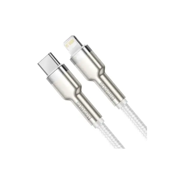 Дата кабель USB-C to Lightning 2.0m Cafule Metal PD 20W white Baseus (CATLJK-B02) Дата кабель USB-C to Lightning 2.0m Cafule Metal PD 20W white Baseus (CATLJK-B02)