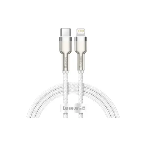 Дата кабель USB-C to Lightning 2.0m Cafule Metal PD 20W white Baseus (CATLJK-B02)