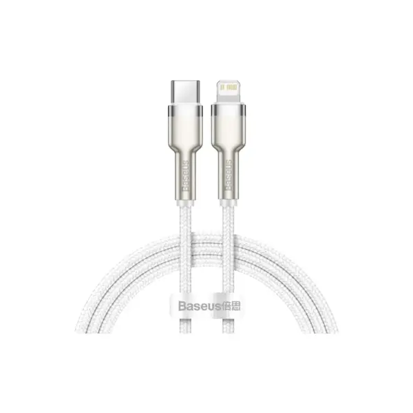 Дата кабель USB-C to Lightning 2.0m Cafule Metal PD 20W white Baseus (CATLJK-B02) Дата кабель USB-C to Lightning 2.0m Cafule Metal PD 20W white Baseus (CATLJK-B02)
