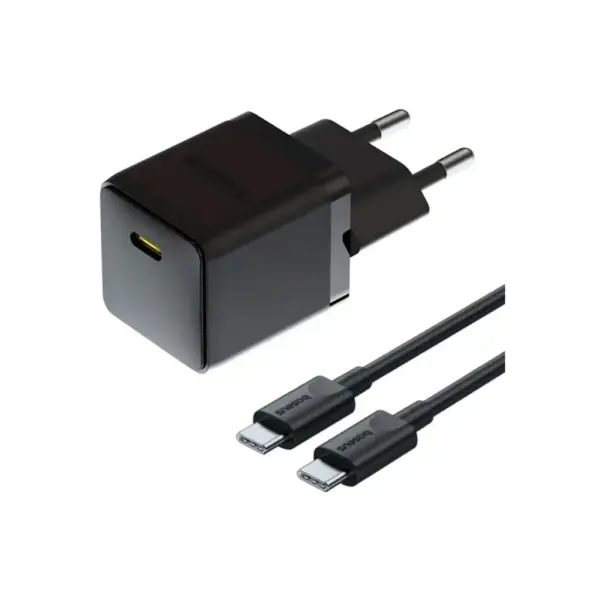 Зарядний пристрій Baseus Palm Fast Charger 1C 20W + Cable 1.0m Type-C 60W black (P10111602113-01)
