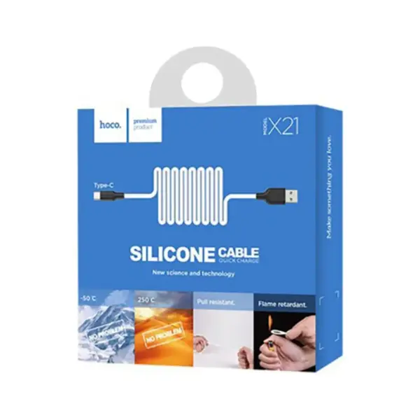 Дата кабель USB 2.0 AM to USB-C 1.0m 2A silicone X21 black+white HOCO (6957531071402)