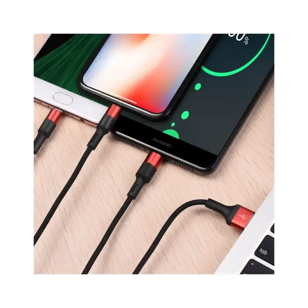 Дата кабель USB 2.0 AM to Lightning + Micro 5P + USB-C 1.0m Xpress one X26 black+red HOCO (6957531080282)