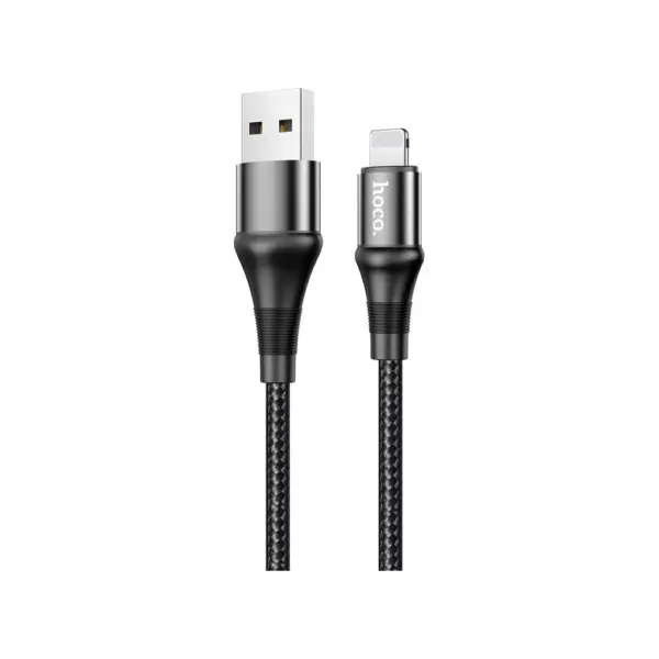 Дата кабель USB 2.0 AM to Lightning 1.0m 2.4A nylon X50 black HOCO (6931474734198)