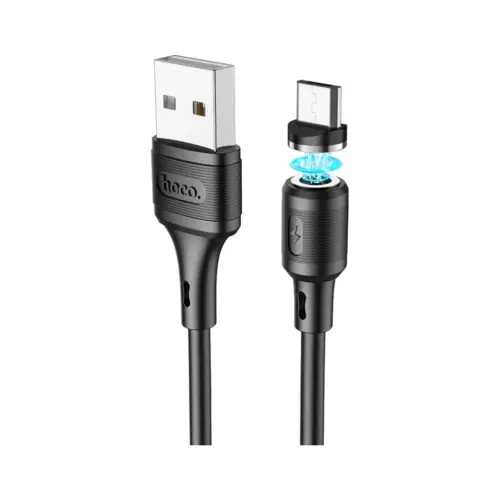 Дата кабель USB 2.0 AM to Micro 5P 1.0m 2.4A magnetic PVC X52 black HOCO (6931474735539)