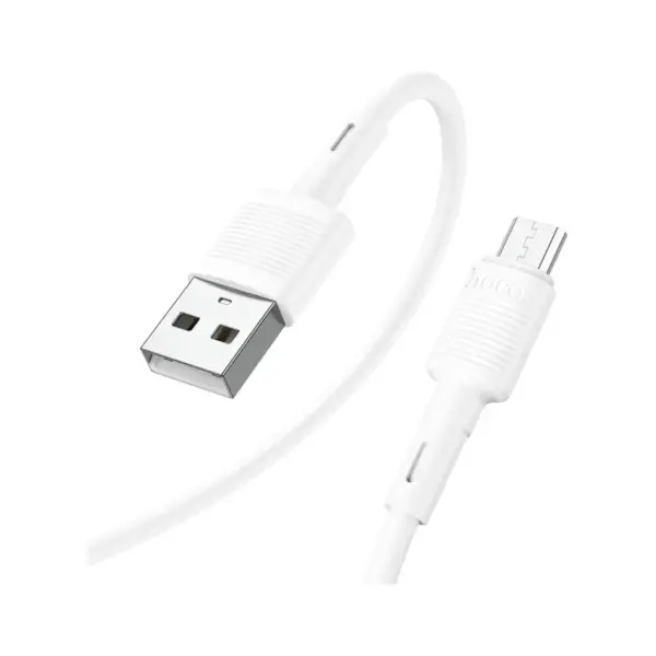 Дата кабель USB 2.0 AM to Micro 5P 1.0m 2.4A PVC X83 white HOCO (6931474770899)