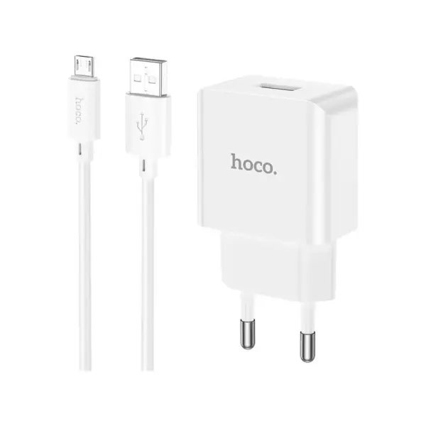 Зарядний пристрій HOCO C106A Leisure USB + cable USB to Micro 5P 10.5W White (6931474783905)