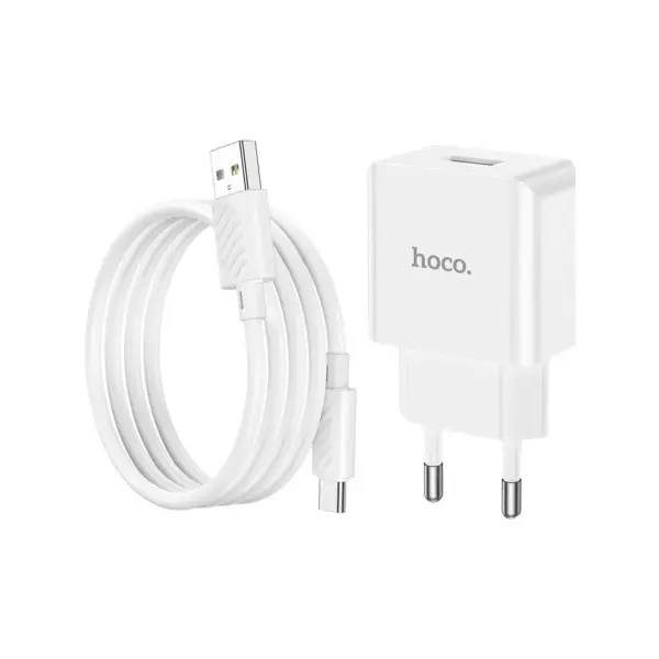 Зарядний пристрій HOCO C106A Leisure USB + cable USB to USB-C 10.5W White (6931474783912) Зарядний пристрій HOCO C106A Leisure USB + cable USB to USB-C 10.5W White (6931474783912)