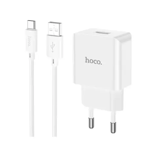 Зарядний пристрій HOCO C106A Leisure USB + cable USB to USB-C 10.5W White (6931474783912)