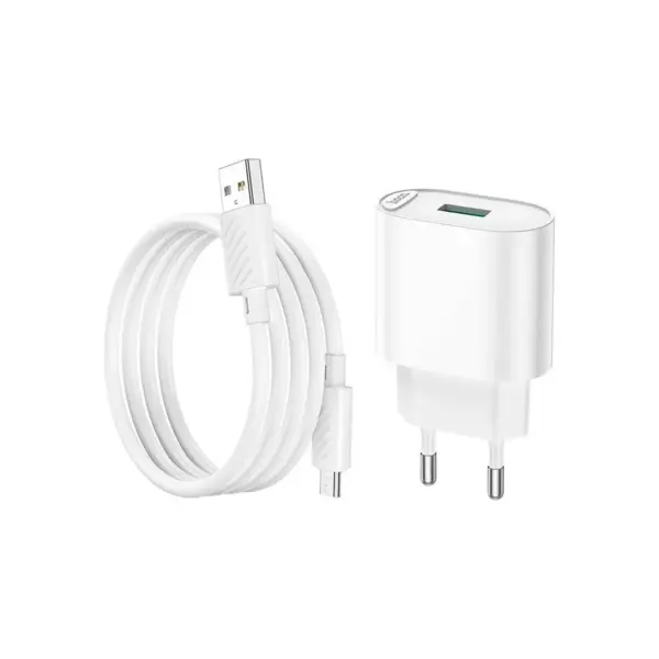 Зарядний пристрій HOCO C109A Fighter USB QC3.0 + cable Micro 5P White (6931474784827)