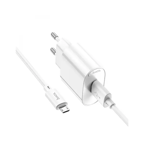 Зарядний пристрій HOCO C109A Fighter USB QC3.0 + cable Micro 5P White (6931474784827)