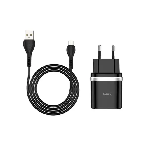Зарядний пристрій HOCO C12Q Smart USB QC3.0 + cable Micro 18W Black (6931474716279)