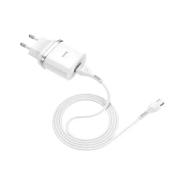 Зарядний пристрій HOCO C12Q Smart USB QC3.0 + cable USB to USB-C 18W White (6931474716309)